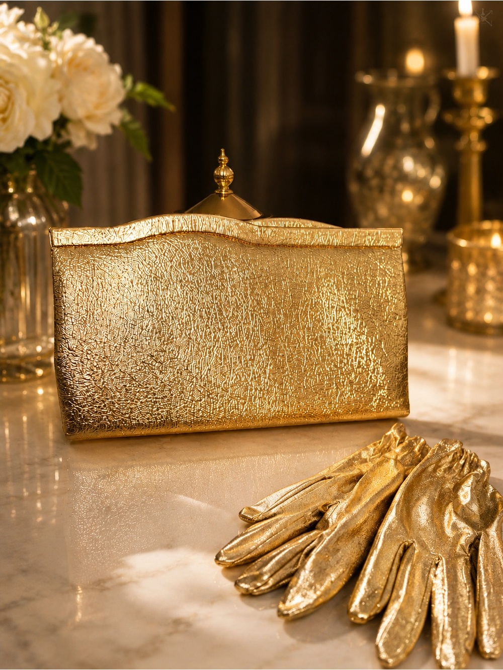 Bobbie Joroma Gold Clutch with cloves set